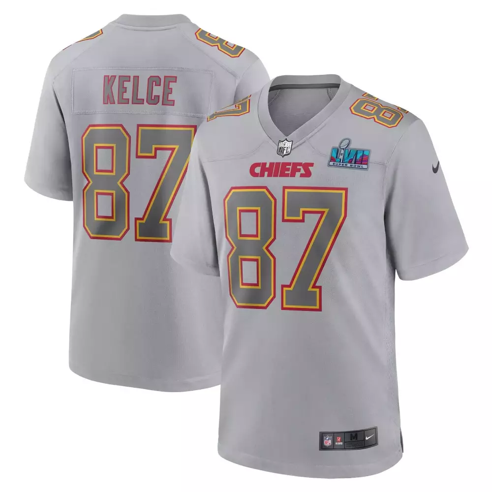Travis Kelce Youth Kansas City Chiefs Super Bowl LVII Patch Game Jersey | Gray | Replica Fan Gear for Men, Women & Youth