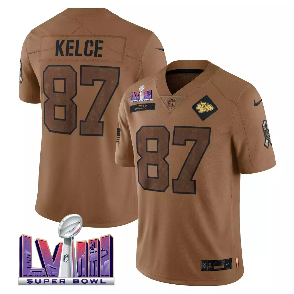 travis kelce youth kansas city chiefs super bowl lvii salute to service player jersey all stitched