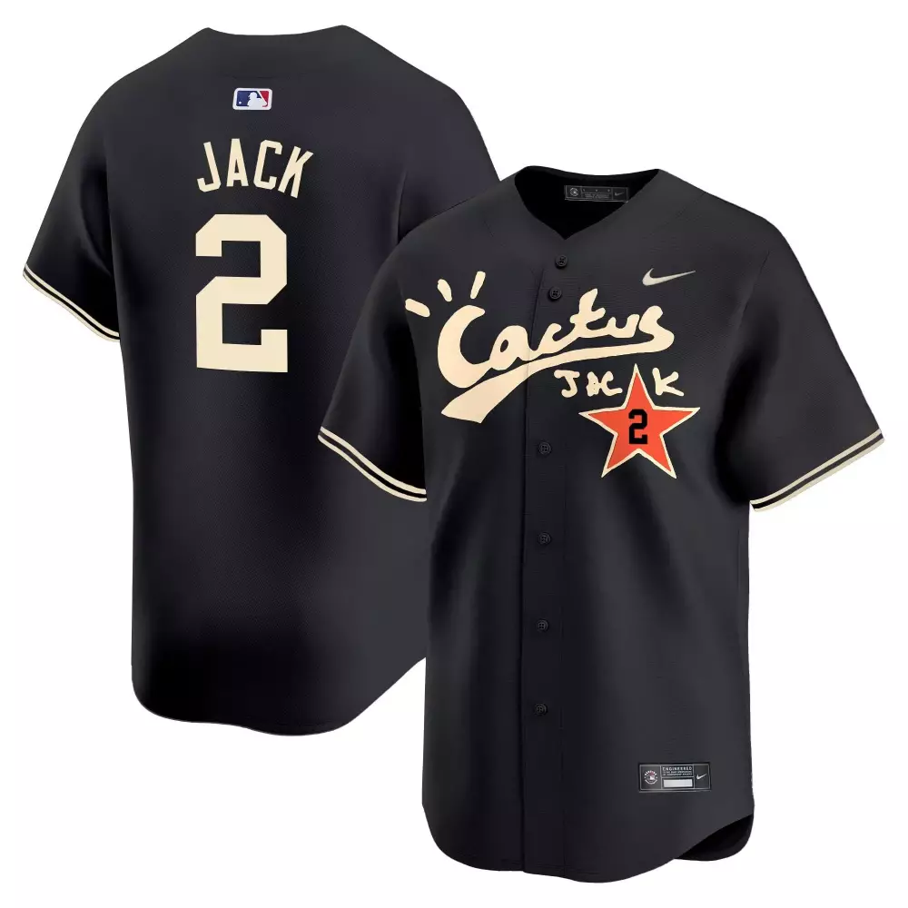 Travis Scott Houston Astros Cactus Jack Black Jersey | Vapor Premier Limited Edition Texas Patch V5 | Stitched Fan Gear for Men, Women & Youth