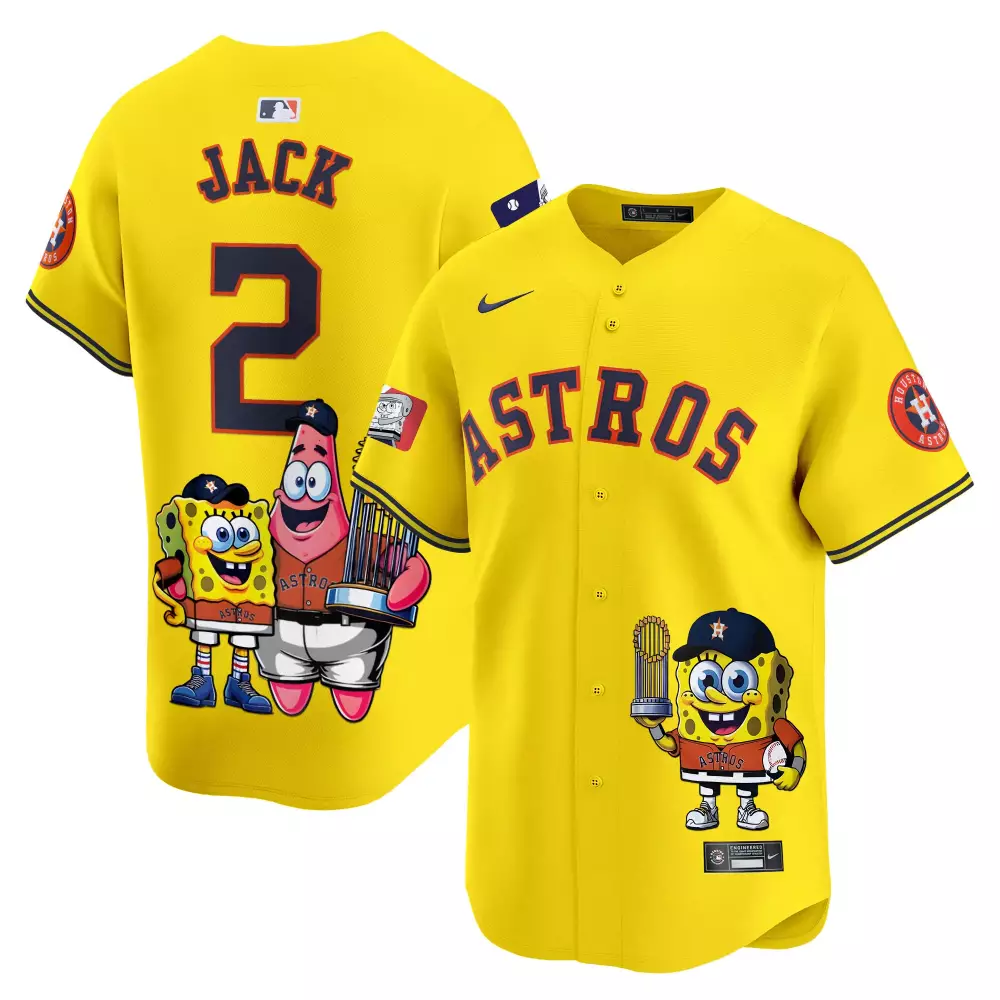 travis scott gold unisex houston astros spongebob squarepants vapor premier limited jersey printed
