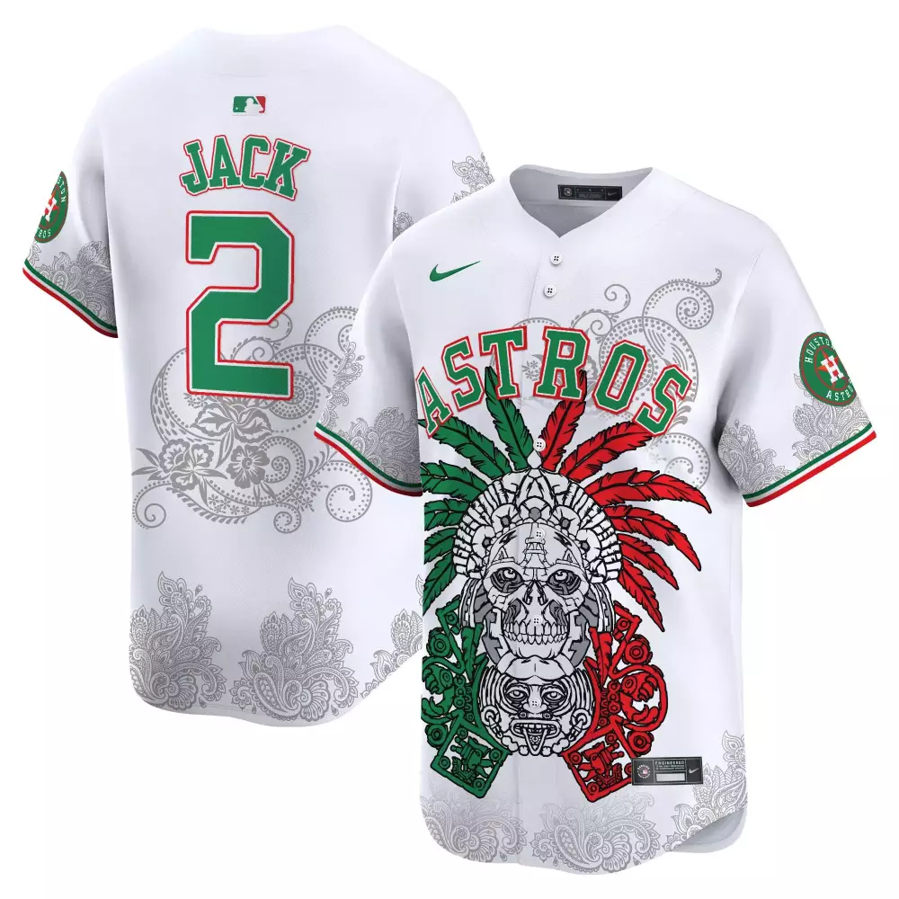 travis scott white mens houston astros aztec warrior skull vapor premier limited jersey v2 printed
