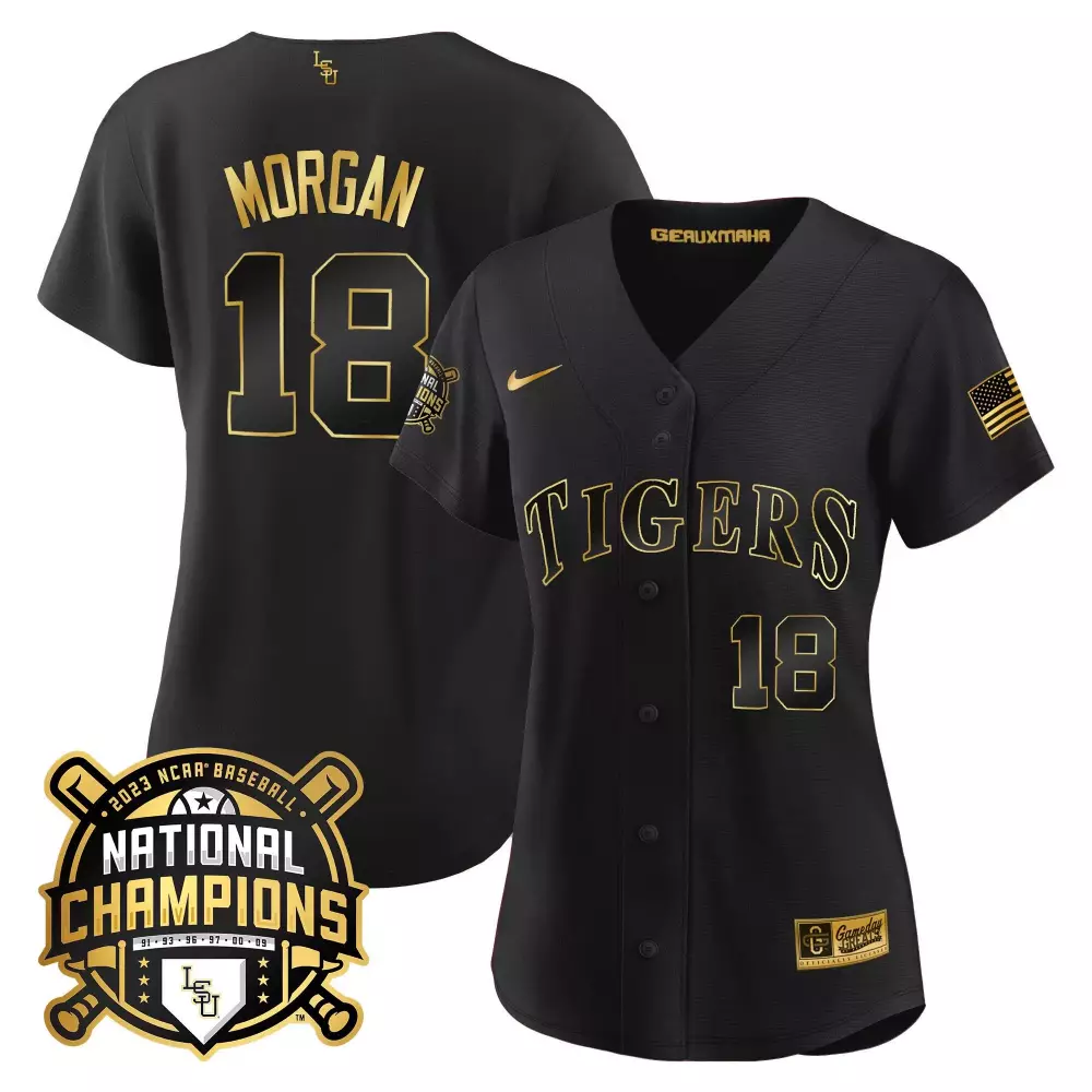 tre morgan black gold mens lsu tigers 2023 national champions jersey all stitched