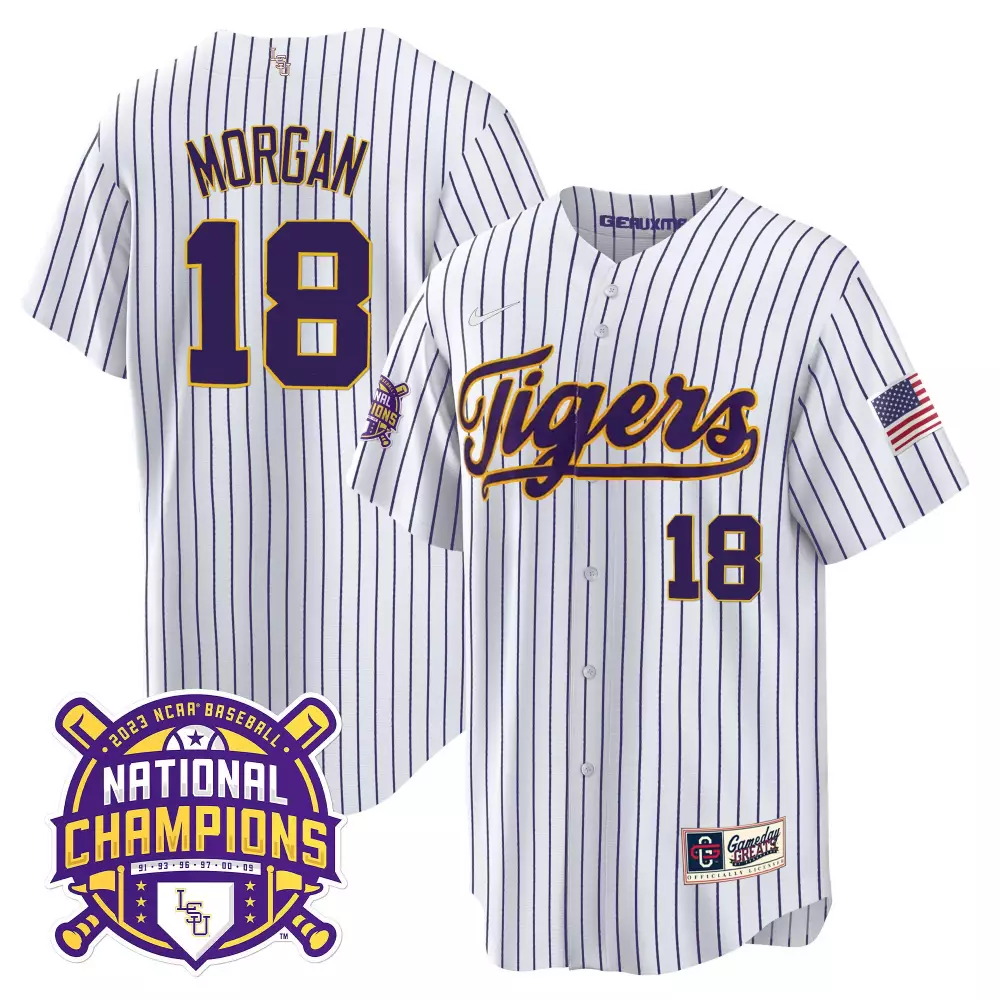 tre morgan gold youths lsu tigers 2023 national champions gold cool jersey all stitched