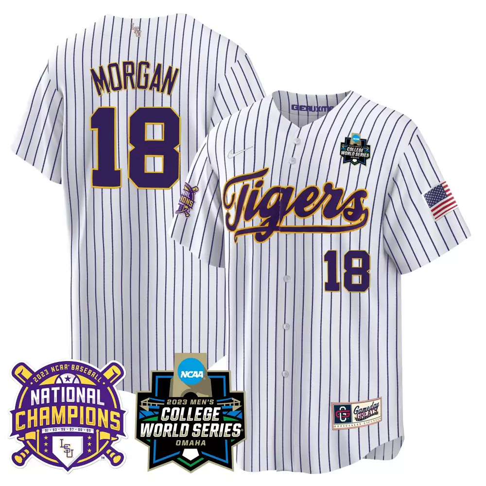 tre morgan gold youths lsu tigers 2023 national champions gold cool jersey all stitched