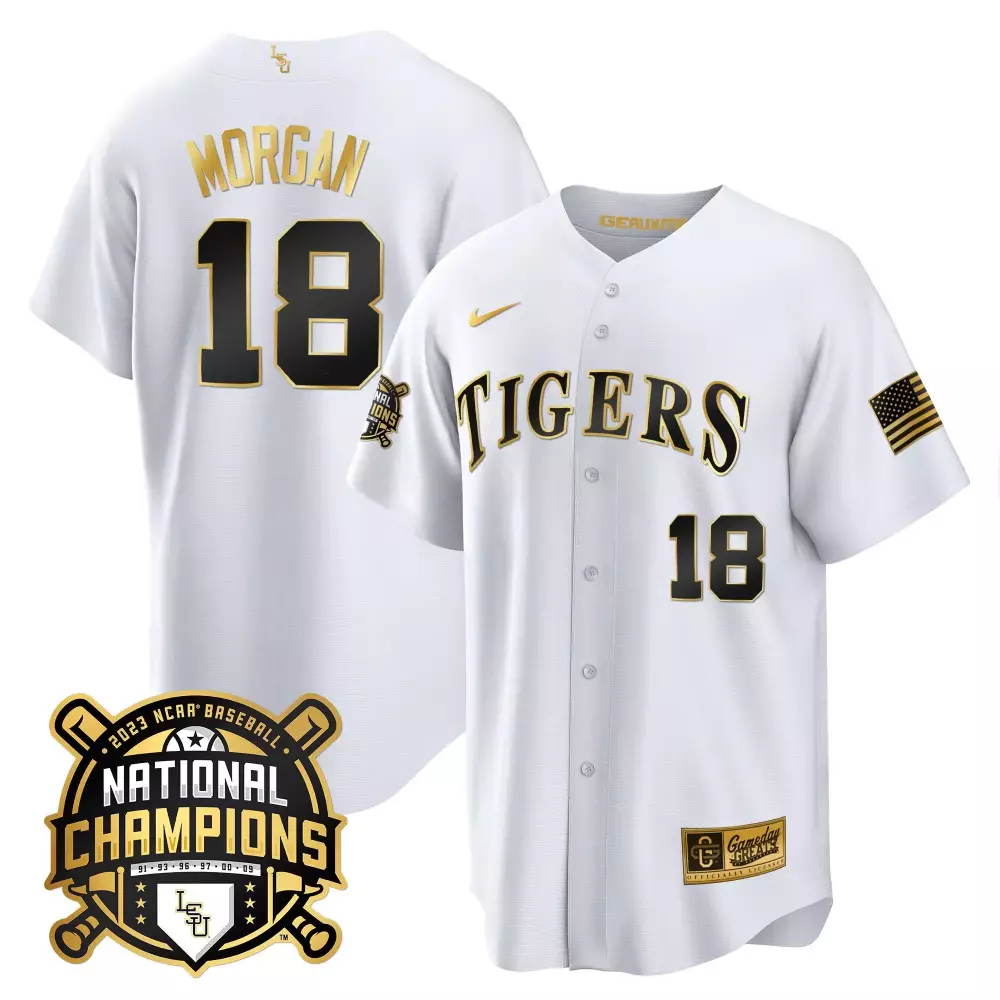 tre morgan white gold womens lsu tigers 2023 national champions gold jersey v3 all stitched