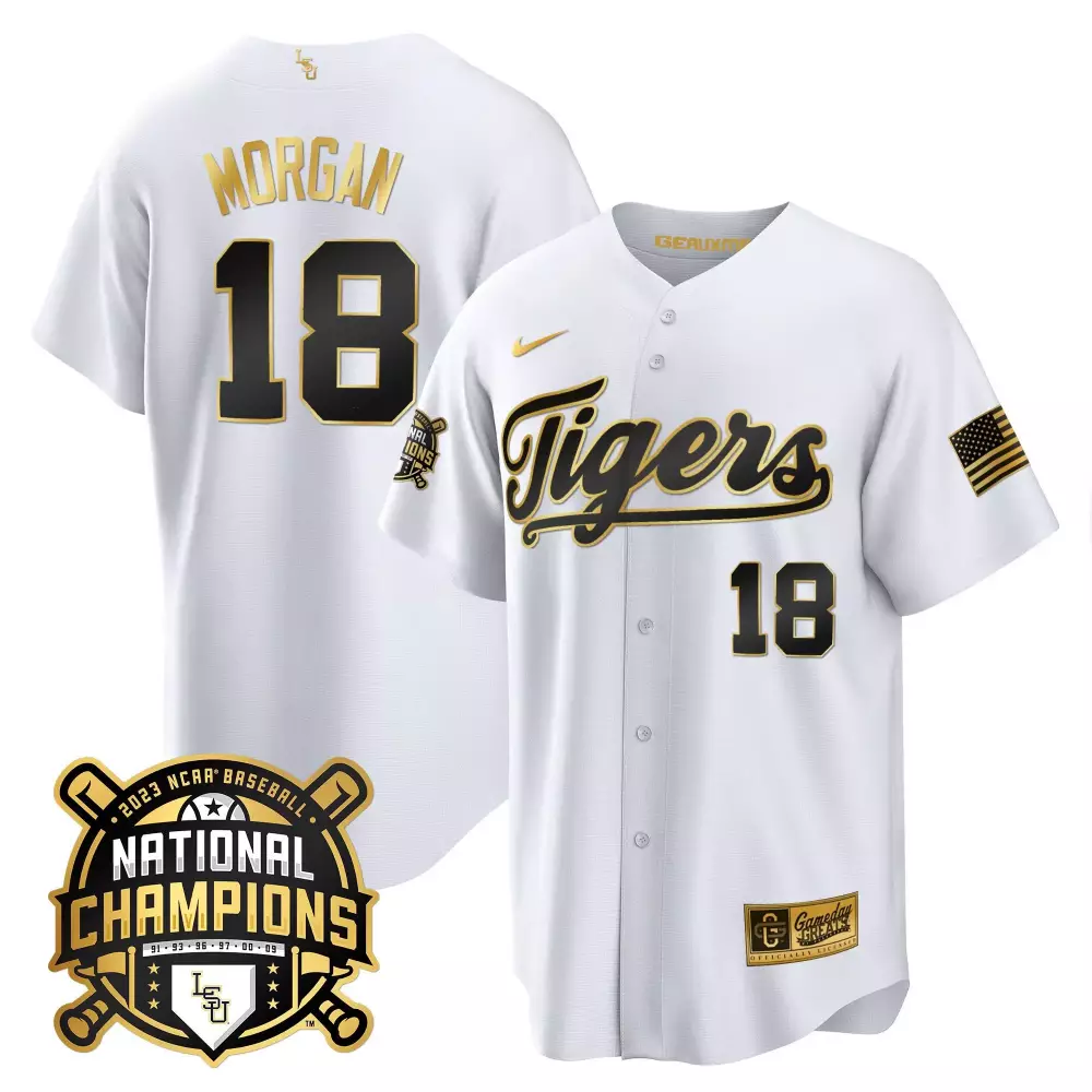 tre morgan white gold womens lsu tigers 2023 national champions gold jersey v3 all stitched