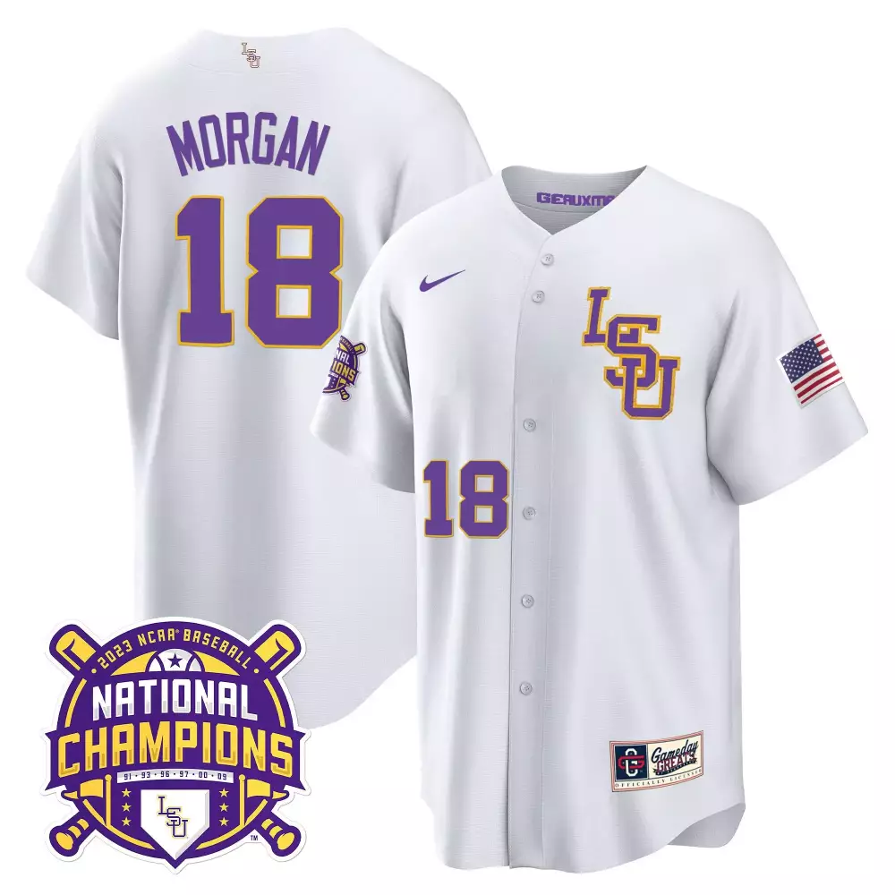 tre morgan white gold womens lsu tigers 2023 national champions gold jersey v3 all stitched