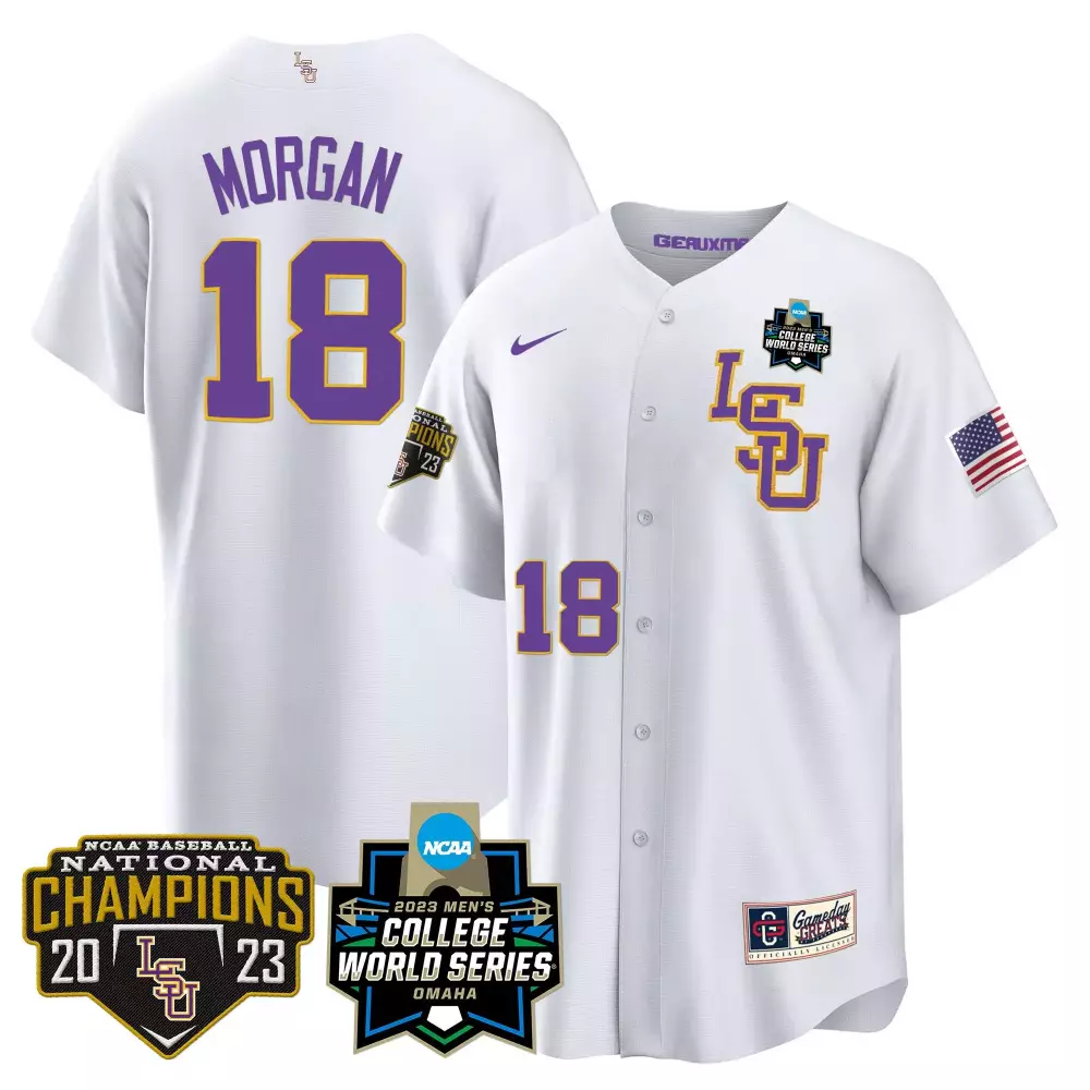 tre morgan white lsu mens lsu tigers 2023 national champions gold cool jersey v3 all stitched