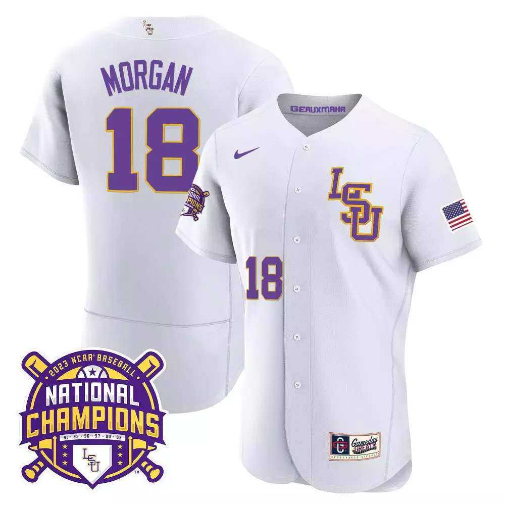 tre morgan white lsu mens lsu tigers 2023 national champions gold cool jersey v3 all stitched