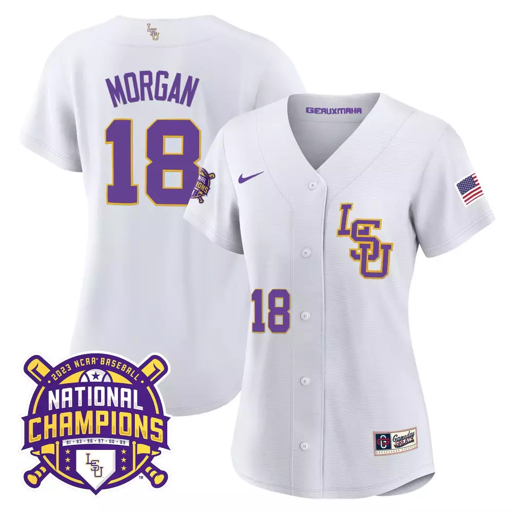 tre morgan white lsu womens lsu tigers 2023 national champions gold jersey v2 all stitched