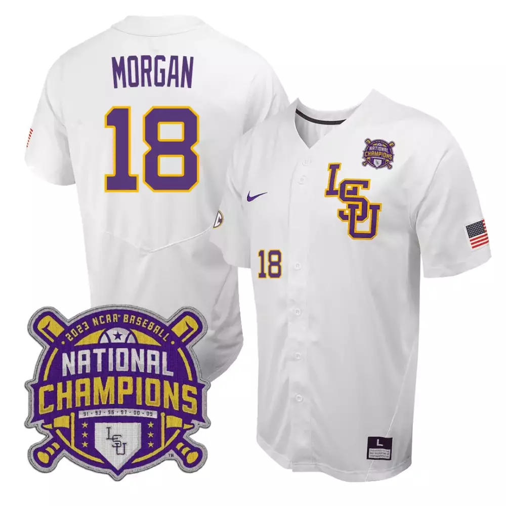 tre morgan white mens lsu tigers 2023 national champions jersey all stitched