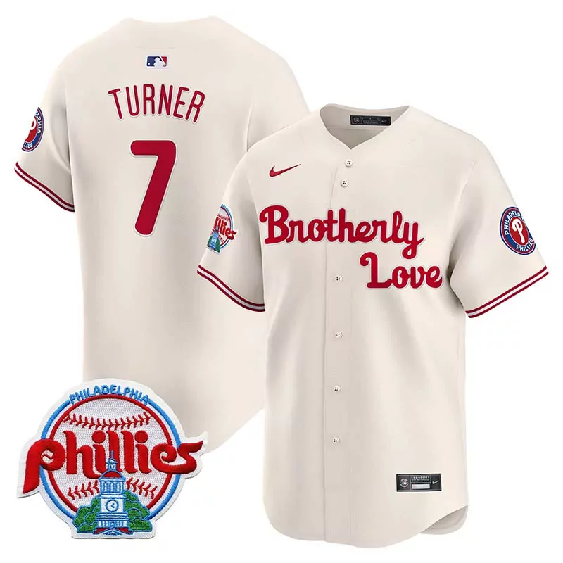 Trea Turner Cream Phillies Brotherly Love Vapor Premier Jersey | Limited Edition Stitched Fan Gear | For Men, Women & Youth