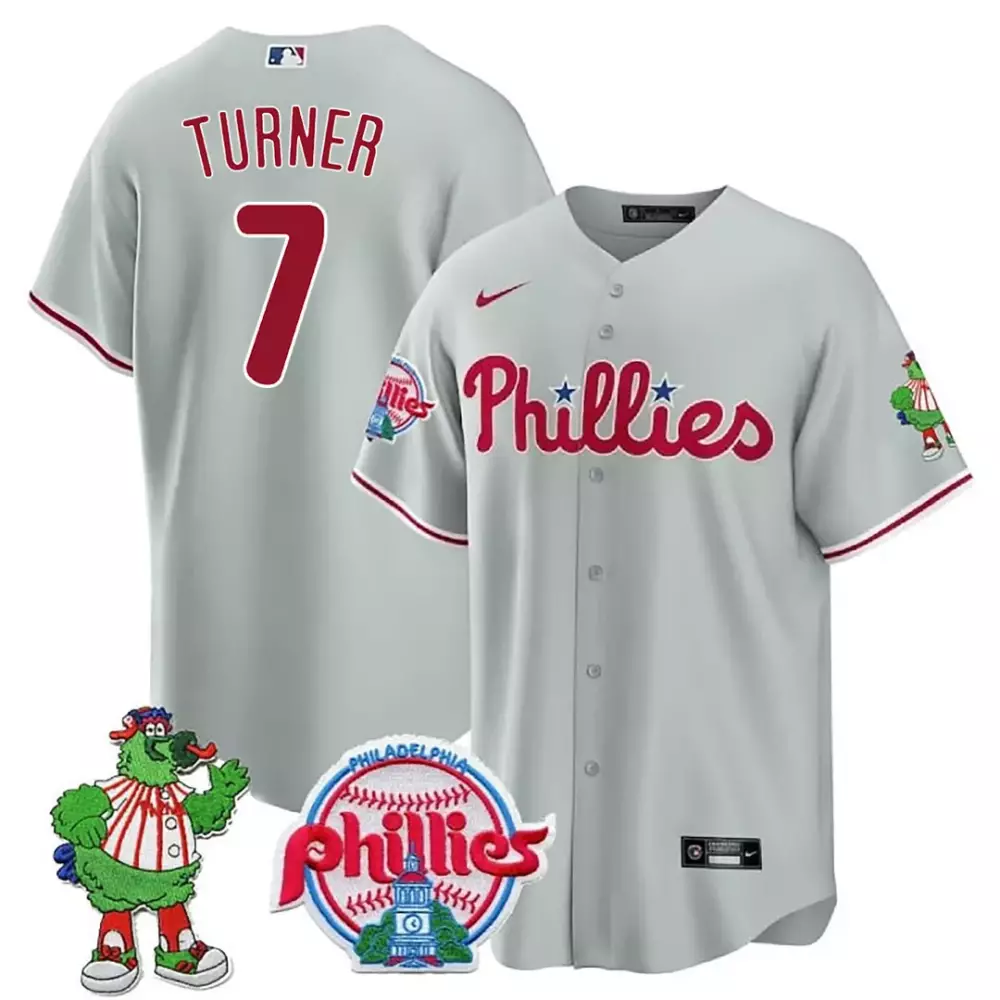 Trea Turner Gray Men's Philadelphia Phillies Phanatic Patch Jersey | Classic Design | Perfect for Game Day | For Men, Women & Youth