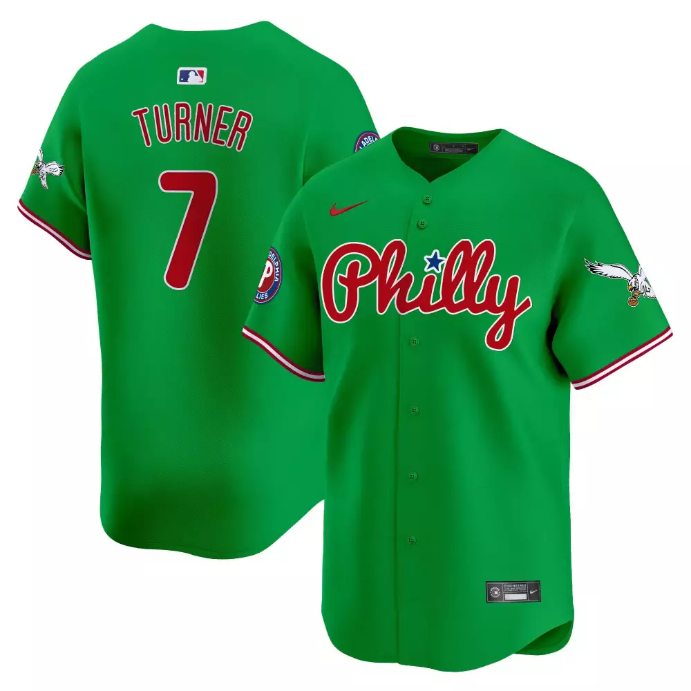 trea turner gray road mens philadelphia phillies red octorber patch vapor premier limited jersey