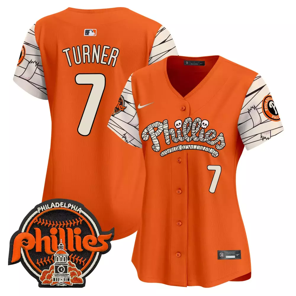 trea turner orange womens philadelphia phillies halloween vapor premier limited jersey v2 all stitched