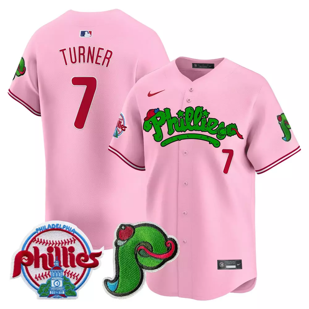 Trea Turner Philadelphia Phillies Roy Halladay Patch 34 Jersey | Stitched for Men, Women & Youth