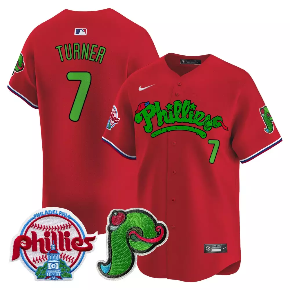 trea turner red mens philadelphia phillies phanatic patch vapor premier limited jersey v2 all stitched