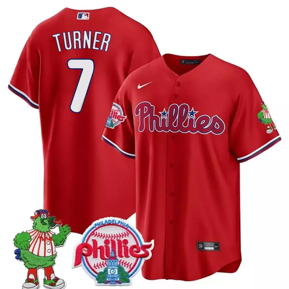 trea turner red mens philadelphia phillies phanatic patch vapor premier limited jersey v2 all stitched