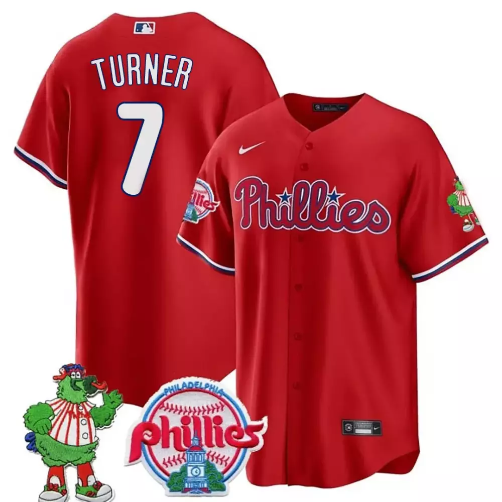 trea turner red mens philadelphia phillies phanatic patch vapor premier limited jersey v2 all stitched