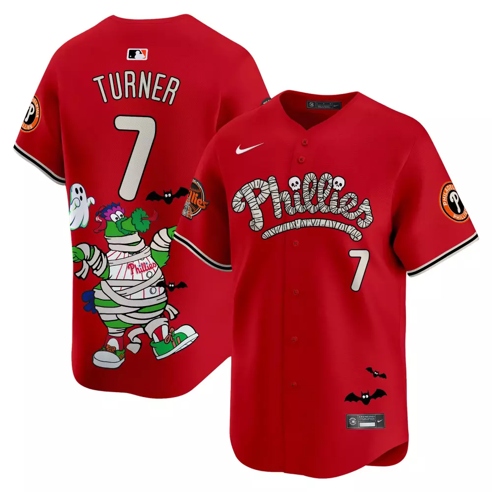 trea turner red unisex philadelphia phillies phanatic halloween vapor limited jersey printed