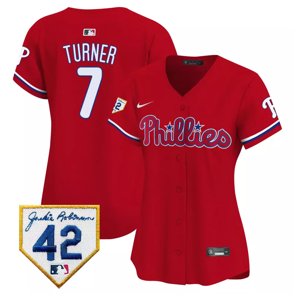 trea turner red womens philadelphia phillies 2024 fourth of july vapor premier limited jersey v2 all stitched