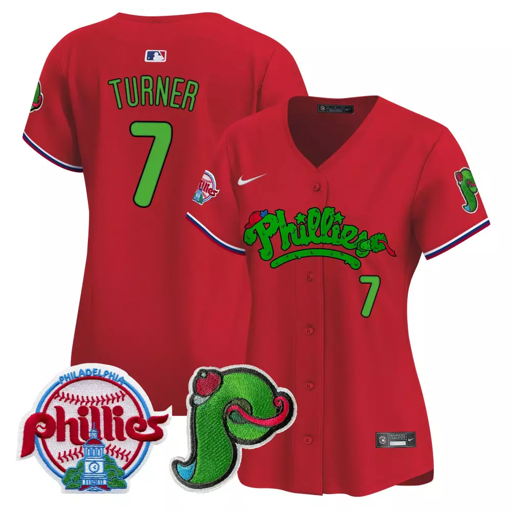 trea turner red womens philadelphia phillies phanatic patch vapor premier limited jersey v3 all stitched