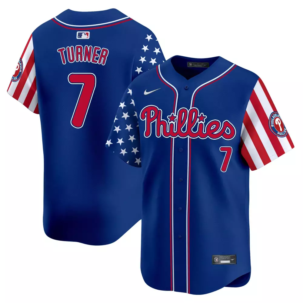 trea turner royal mens philadelphia phillies 2024 fourth of july vapor premier limited jersey all stitched