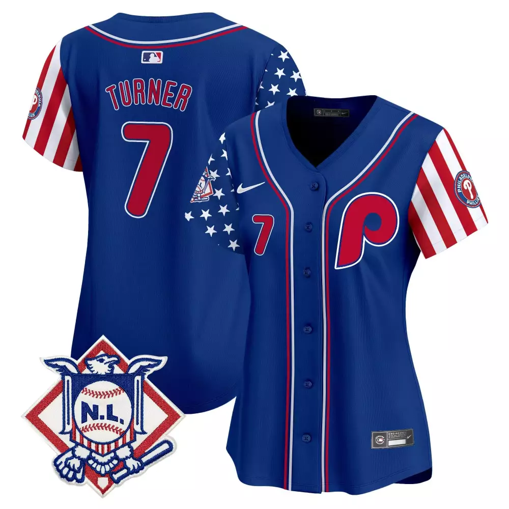 trea turner royal womens philadelphia phillies 2024 fourth of july vapor premier limited jersey all stitched