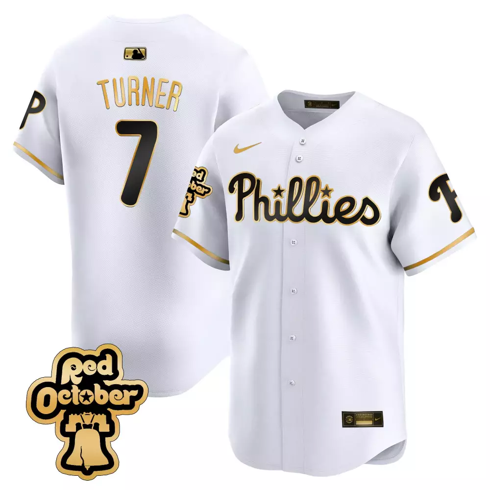 trea turner white gold mens philadelphia phillies 2024 spring training patch vapor premier limited jersey