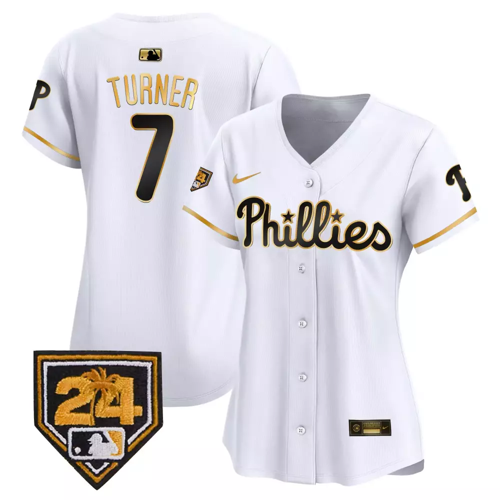 trea turner white gold womens philadelphia phillies 2024 nl east division champions pete rose patch gold vapor premier l