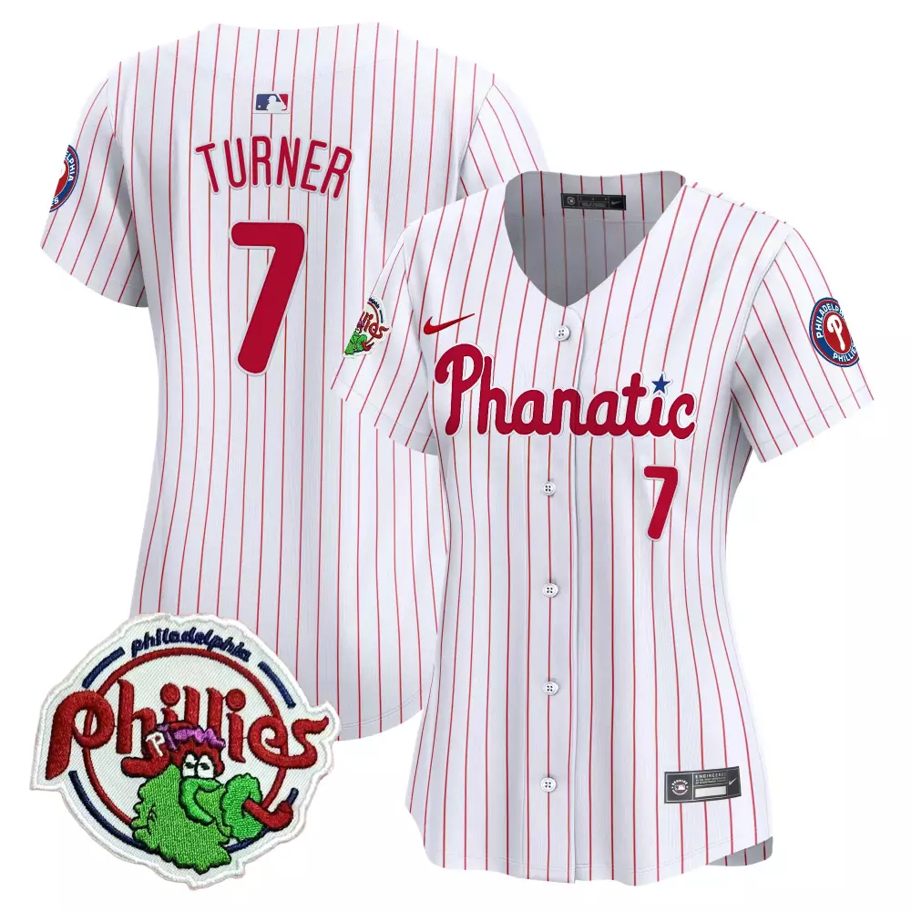 trea turner white pinstripe womens philadelphia phillies phanatic patch vapor premier limited jersey all stitched