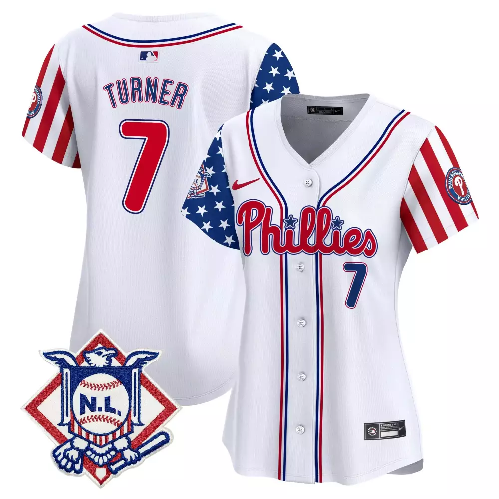 trea turner white womens philadelphia phillies 2024 fourth of july vapor premier limited jersey all stitched