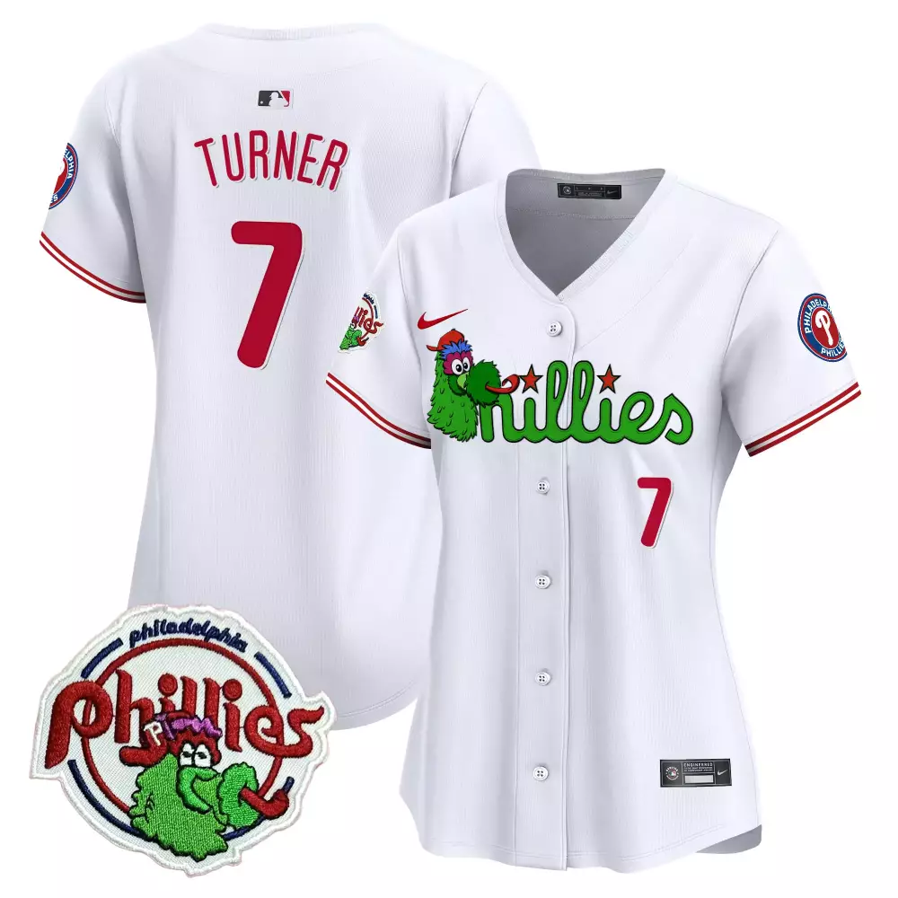 trea turner white womens philadelphia phillies phanatic patch vapor premier limited jersey v3 all stitched