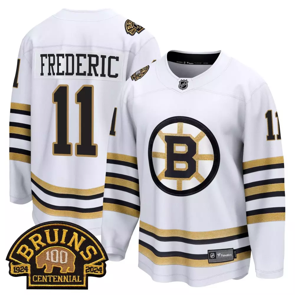 trent frederic white mens boston bruins 100 bb centennial patch breakaway jersey all stitched