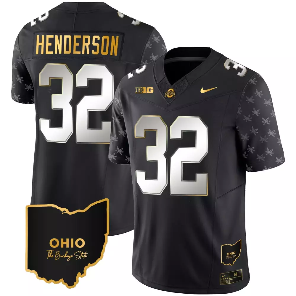 treveyon henderson black limited mens ohio state buckeyes 2023 alternate gold jersey stitched