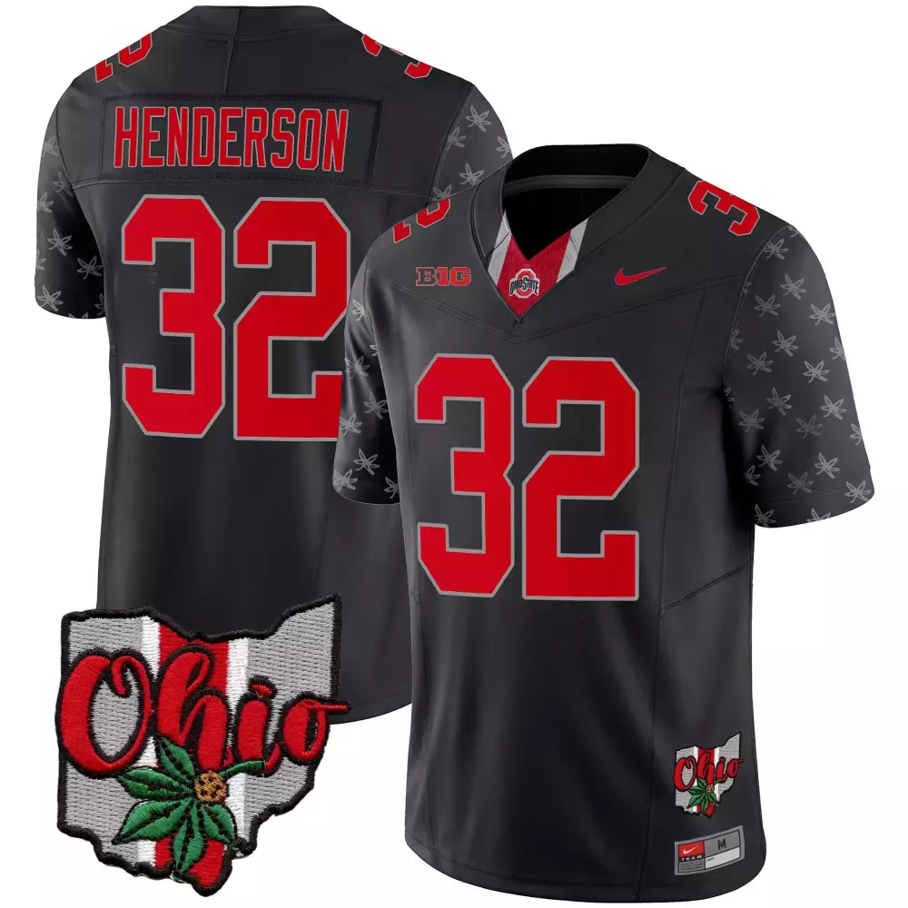 treveyon henderson black limited mens ohio state buckeyes 2023 alternate gold jersey stitched