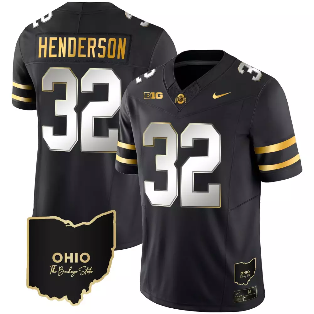 treveyon henderson black limited mens ohio state buckeyes 2023 alternate gold jersey stitched