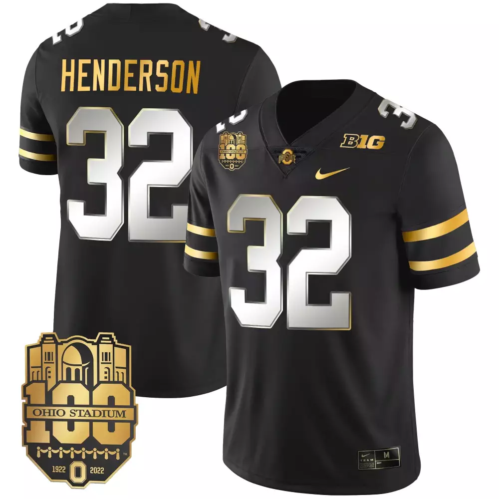 treveyon henderson black limited mens ohio state buckeyes 2023 alternate gold jersey stitched