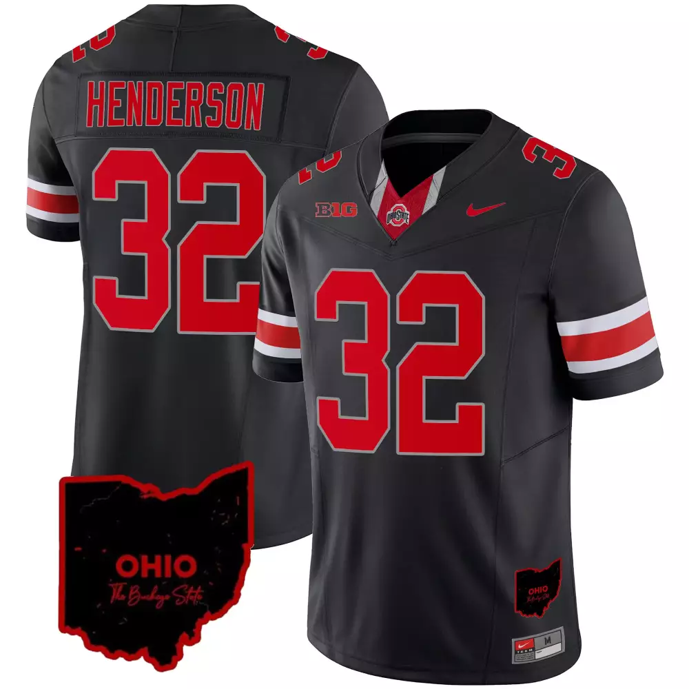 treveyon henderson black mens ohio state buckeyes 2023 gray alternate jersey stitched
