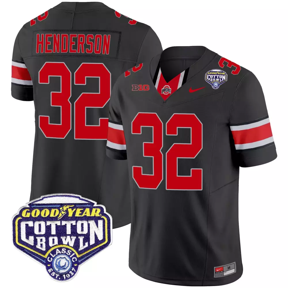 treveyon henderson black mens ohio state buckeyes 2023 gray alternate jersey stitched