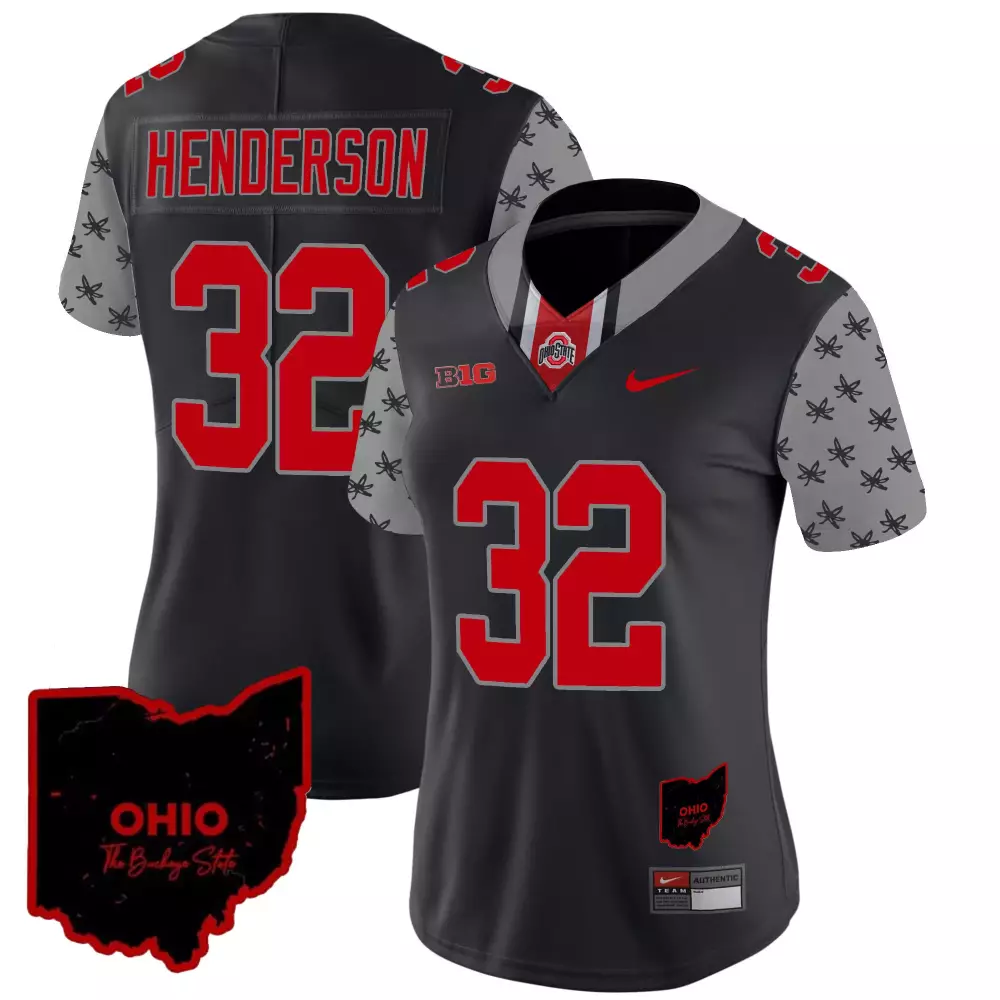 treveyon henderson black special youths ohio state buckeyes 2023 gray alternate jersey stitched