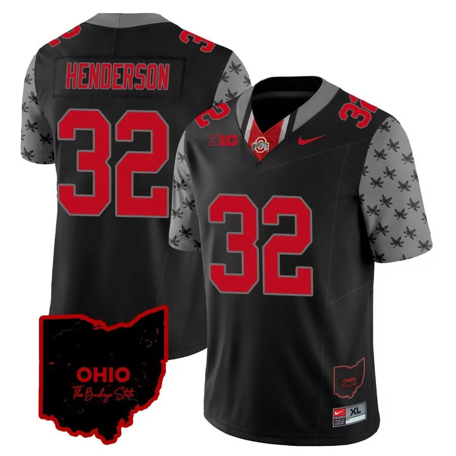treveyon henderson black special youths ohio state buckeyes 2023 gray alternate jersey stitched