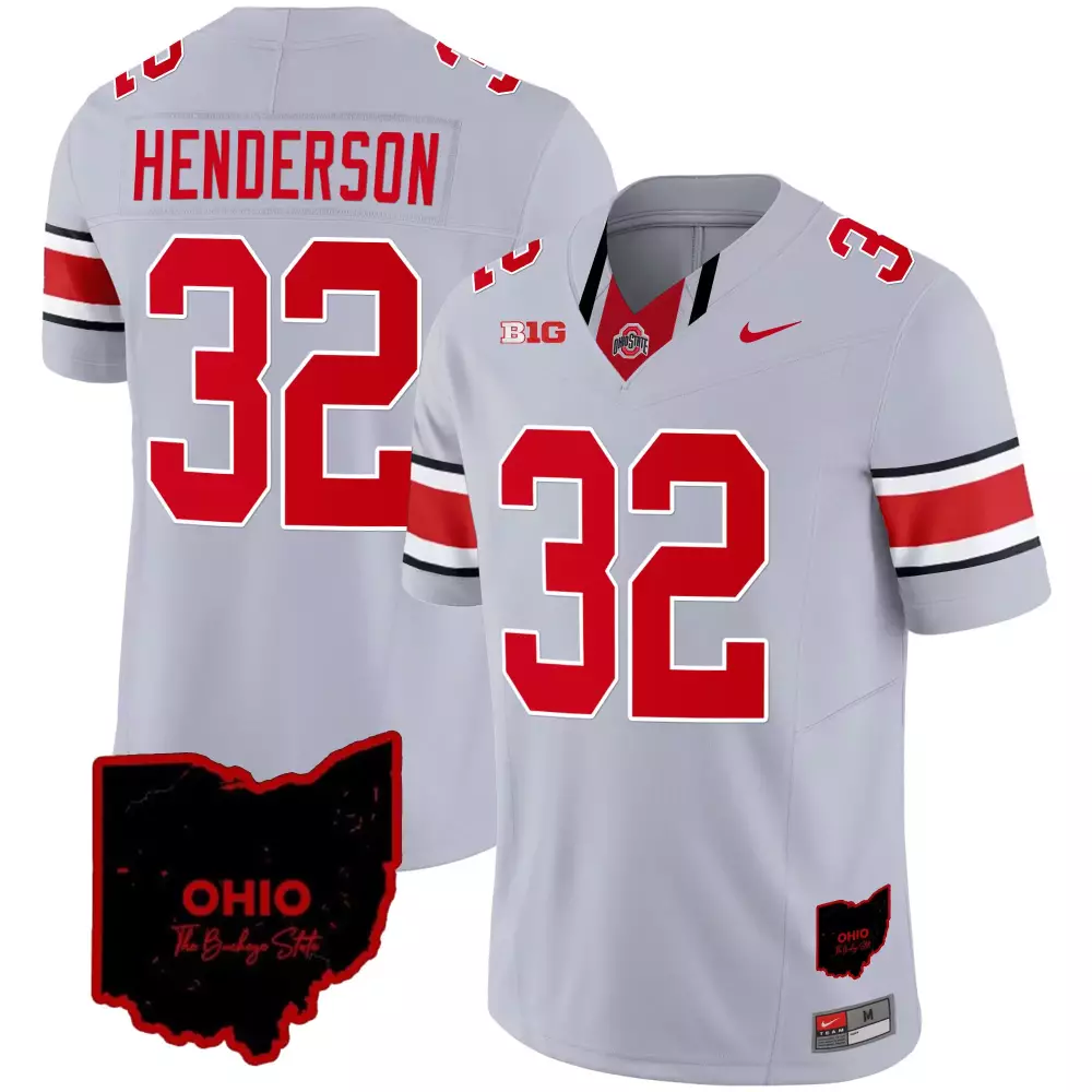 treveyon henderson gray mens ohio state buckeyes 2023 gray alternate jersey stitched