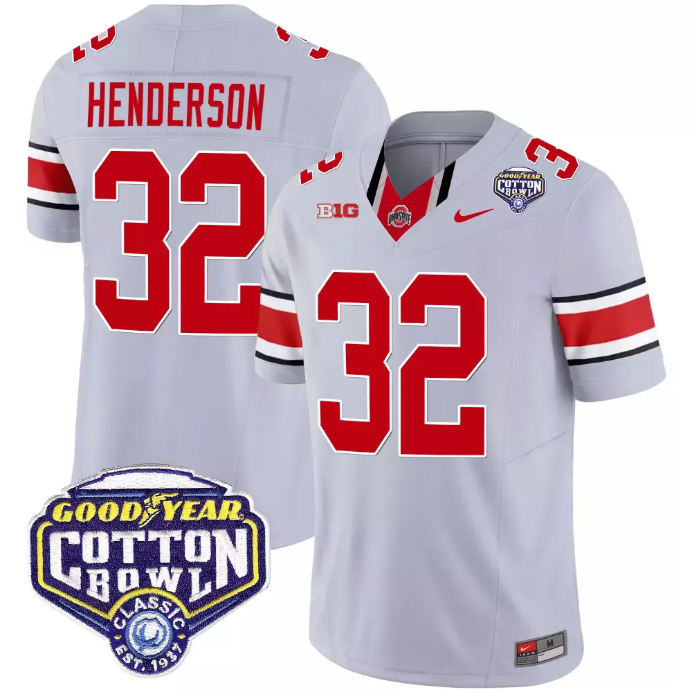 treveyon henderson gray mens ohio state buckeyes 2023 gray alternate jersey stitched