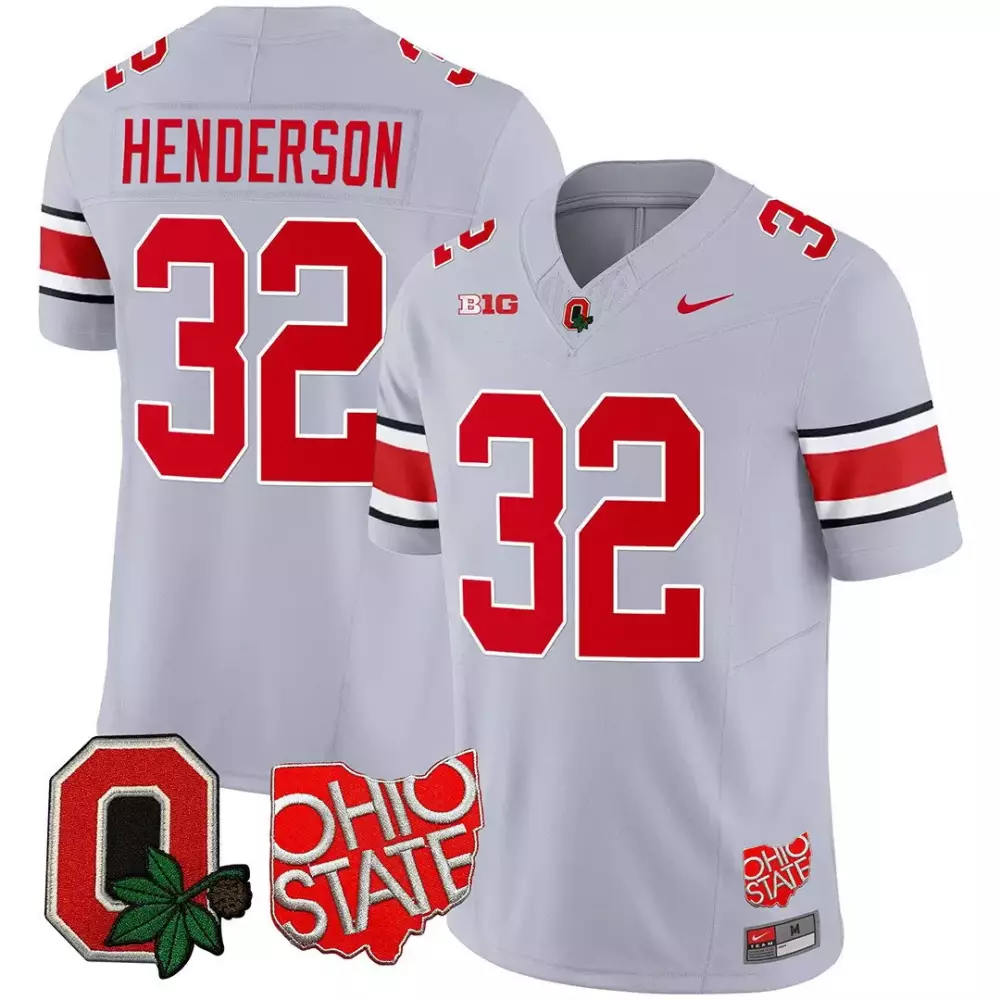treveyon henderson gray mens ohio state buckeyes ohio state logo patch jersey all stitched