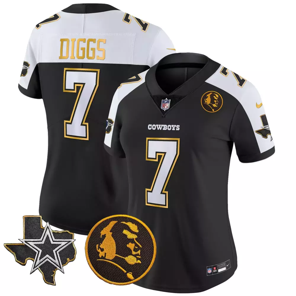 Trevon Diggs Dallas Cowboys Black Alternate Women's Jersey | Stitched Gold Trim Vapor | Limited Edition Fan Gear | For Women, Men & Youth
