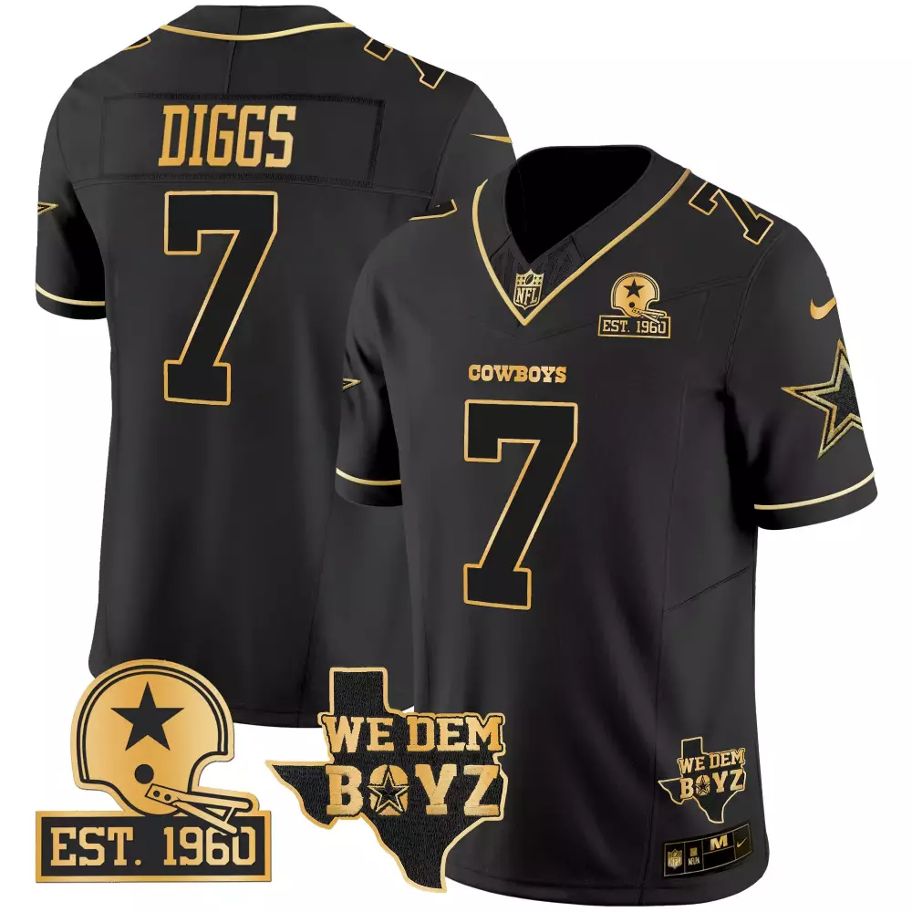 trevon diggs black gold mens dallas cowboys black white gold game team est 1960 patch all stitched