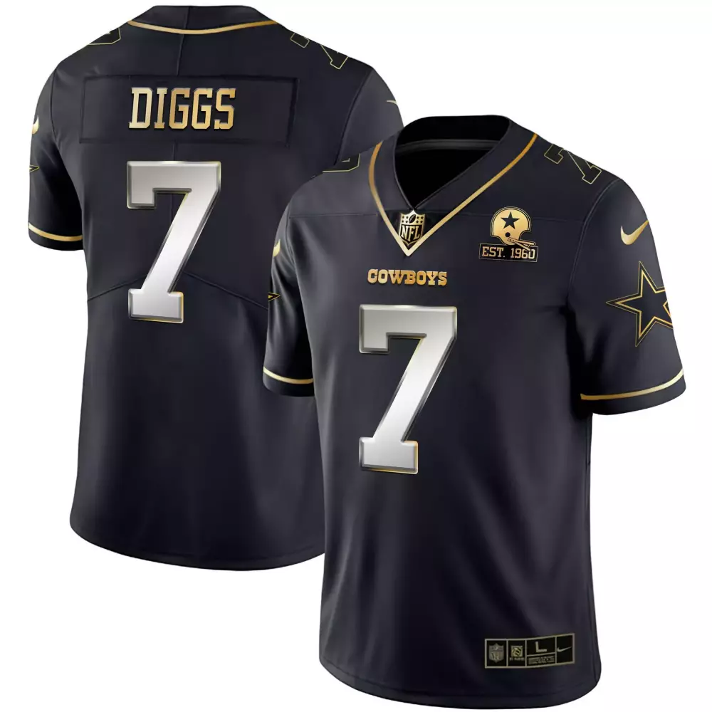 trevon diggs black limited mens dallas cowboys est 1960 we dem boyz patch gold vapor limited jersey v2 all stitched