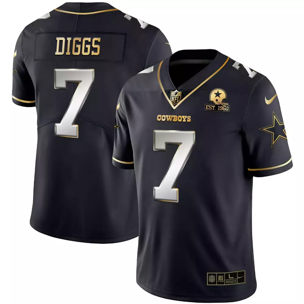 trevon diggs black limited mens dallas cowboys est 1960 we dem boyz patch gold vapor limited jersey v2 all stitched