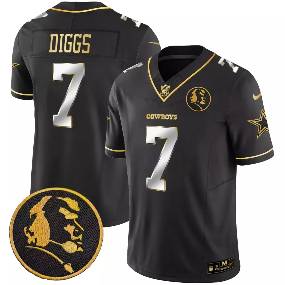 trevon diggs black limited mens dallas cowboys est 1960 we dem boyz patch gold vapor limited jersey v2 all stitched